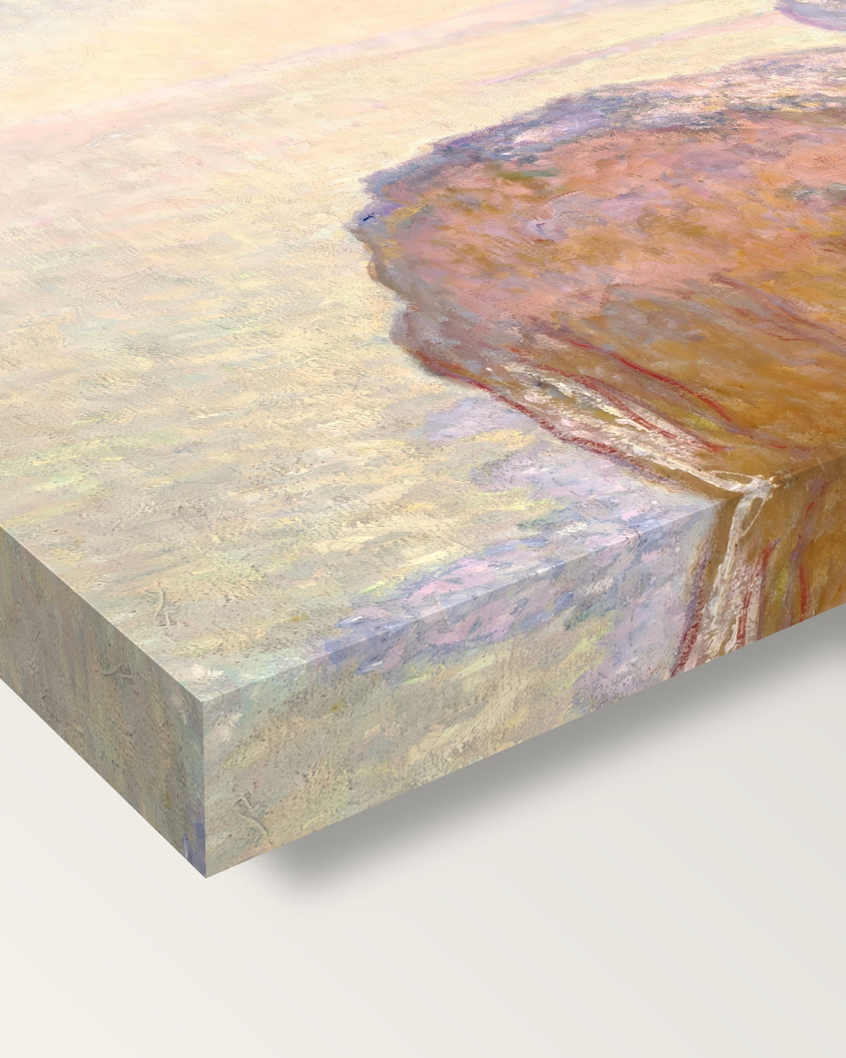 Val-Saint-Nicolas, Morning by Claude Monet on stretched canvas, corner close-up: the painting mirror-wrapped round the sides