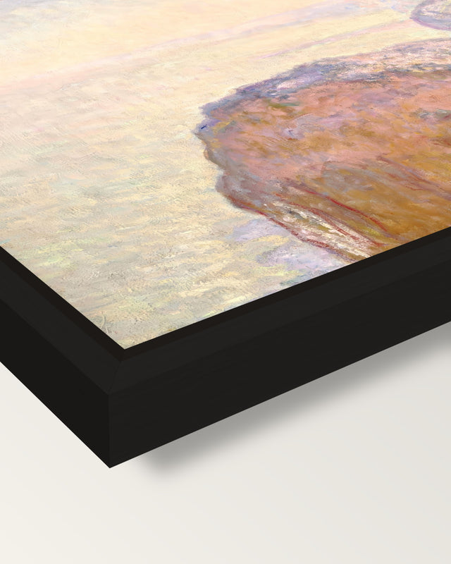 Val-Saint-Nicolas, Morning by Monet framed canvas, corner close-up: a black floating frame with a shadow gap round the canvas