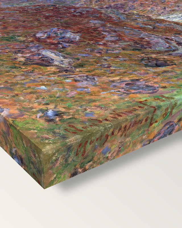 Valley of the Creuse by Claude Monet on stretched canvas, corner close-up: the painting mirror-wrapped round the sides