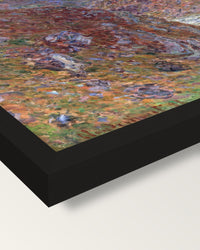Valley of the Creuse by Claude Monet framed print, corner close-up: black moulding, mitred, the print set just below its edge