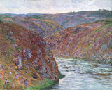 Valley of the Creuse by Claude Monet: a river flowing between steep purple and red hills under a grey sky