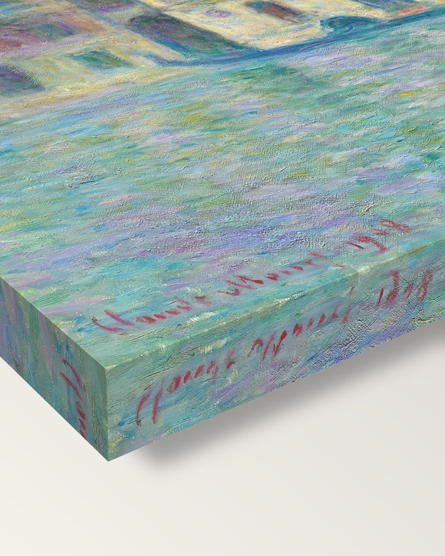 Palazzo Dario by Claude Monet on stretched canvas, corner close-up: the painting mirror-wrapped round the sides