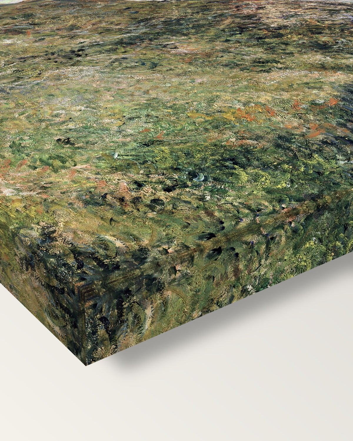 View over the Sea by Claude Monet on stretched canvas, corner close-up: the painting mirror-wrapped round the sides