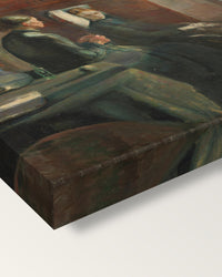 Spring by Edvard Munch on stretched canvas, corner close-up: the painting mirror-wrapped round the sides