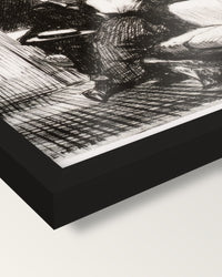 Night on the El Train by Edward Hopper framed print, corner close-up: black moulding, edge to edge under plexiglass, no mat