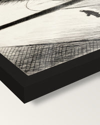 Night Shadows by Edward Hopper framed print, corner close-up: black moulding, edge to edge under plexiglass, no mat