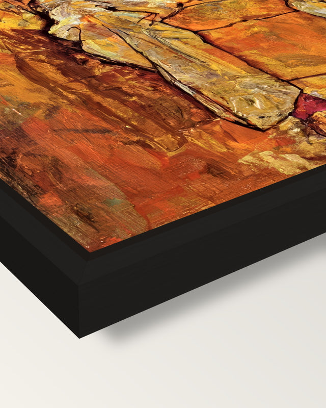 Albert Paris von Gütersloh framed canvas, corner close-up: a black floating frame with a shadow gap round the canvas