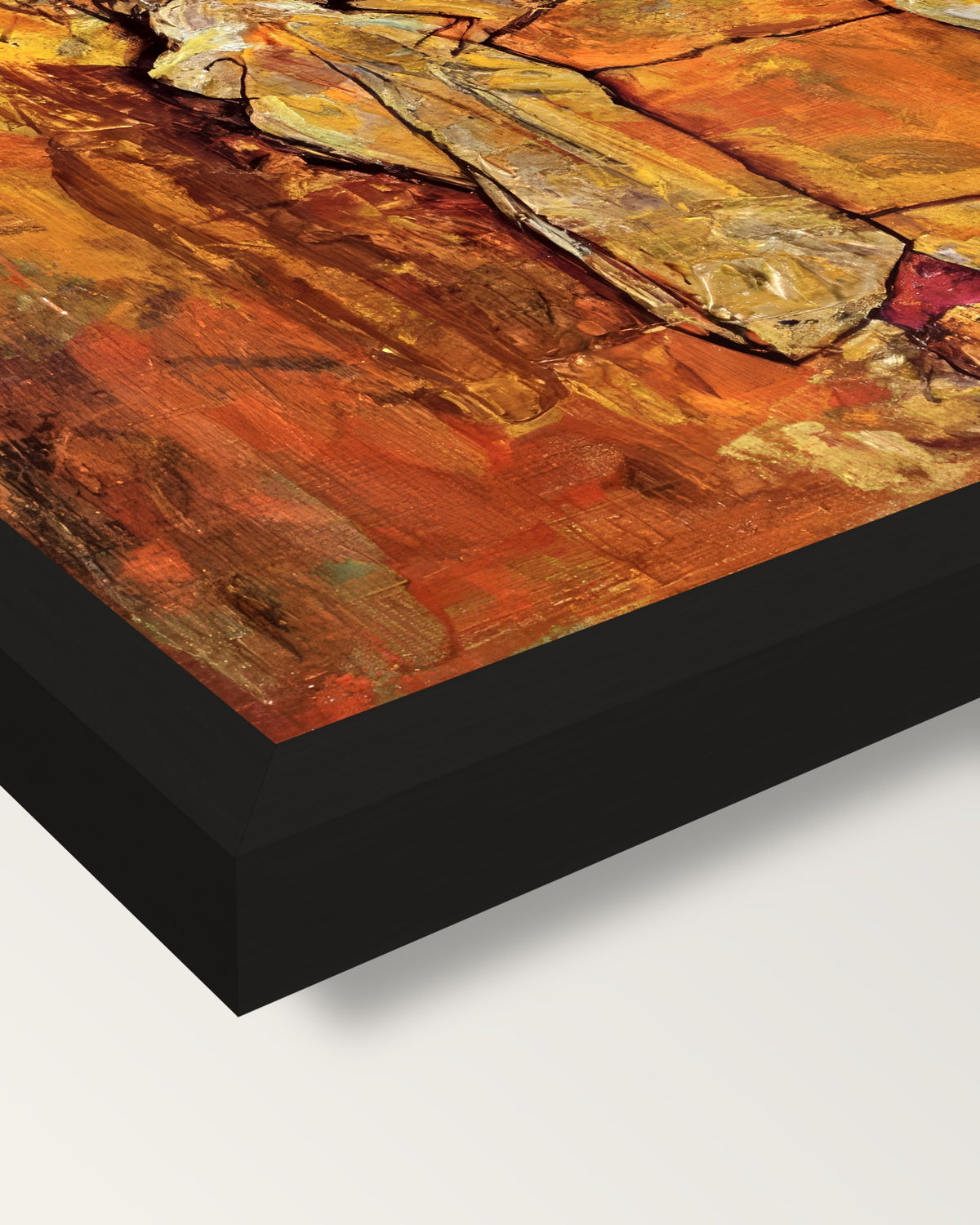 Albert Paris von Gütersloh framed print, corner close-up: black moulding, mitred, the print set just below its edge