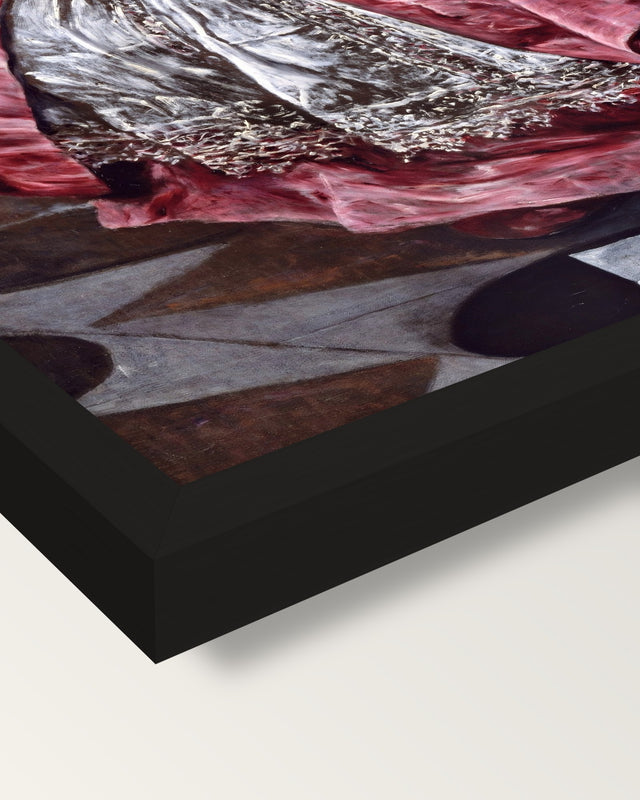 Cardinal Niño de Guevara by El Greco framed print, corner close-up: black moulding, mitred, the print set just below its edge