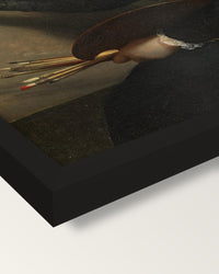 Self-Portrait, Uffizi by Brun framed print, corner close-up: black moulding, mitred, the print set just below its edge