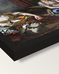 Women of Algiers by Eugène Delacroix framed print, corner close-up: black moulding, mitred, the print set just below its edge