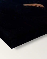 Teresa Manzoni by Francesco Hayez on stretched canvas, corner close-up: the painting mirror-wrapped round the sides