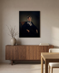 Teresa Manzoni by Francesco Hayez in a black frame above a walnut sideboard in a dining room