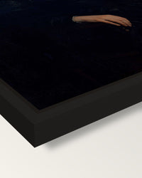 Teresa Manzoni by Francesco Hayez framed canvas, corner close-up: a black floating frame with a shadow gap round the canvas