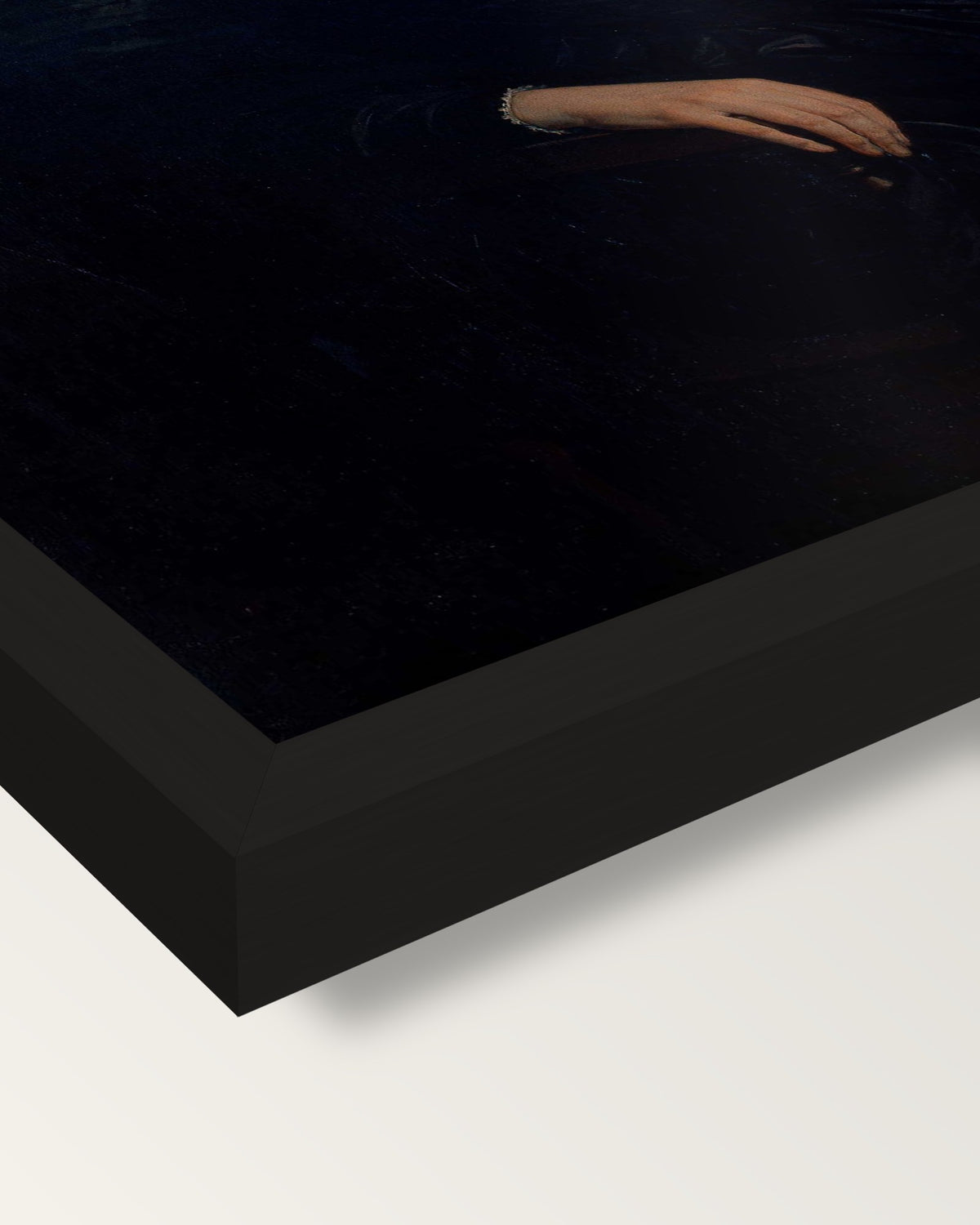 Teresa Manzoni by Francesco Hayez framed print, corner close-up: black moulding, mitred, the print set just below its edge