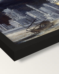 Fantastic Ruins by François de Nomé framed print, corner close-up: black moulding, mitred, the print set just below its edge