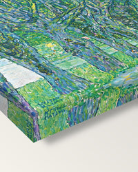 Avenue to Schloss Kammer by Gustav Klimt on stretched canvas, corner close-up: the painting mirror-wrapped round the sides
