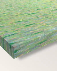Insel im Attersee by Gustav Klimt on stretched canvas, corner close-up: the painting mirror-wrapped round the sides