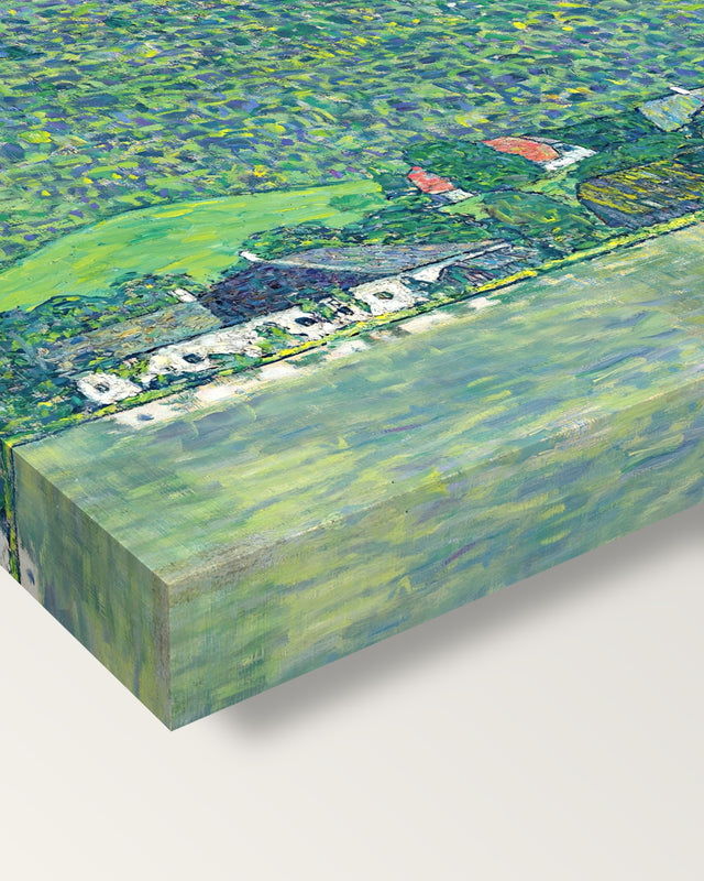 Litzlberg on the Attersee by Gustav Klimt on stretched canvas, corner close-up: the painting mirror-wrapped round the sides