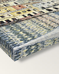 Malcesine on Lake Garda by Gustav Klimt on stretched canvas, corner close-up: the painting mirror-wrapped round the sides