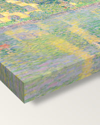 Schloss Kammer III by Gustav Klimt on stretched canvas, corner close-up: the painting mirror-wrapped round the sides