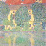 Schloss Kammer III by Gustav Klimt: a yellow castle among dense green trees, reflected in still green water below