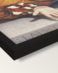 Lais of Corinth by the Younger framed print, corner close-up: black moulding, mitred, the print set just below its edge