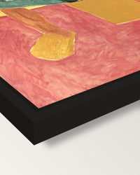 Seated Riffian by Henri Matisse framed canvas, corner close-up: a black floating frame with a shadow gap round the canvas