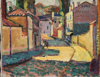 Street in Arcueil by Henri Matisse: a village street with houses and trees, painted in quick strokes of pure colour