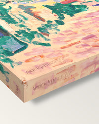 Street in Biskra by Henri Matisse on stretched canvas, corner close-up: the painting mirror-wrapped round the sides