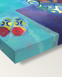 Zorah on the Terrace by Henri Matisse on stretched canvas, corner close-up: the painting mirror-wrapped round the sides