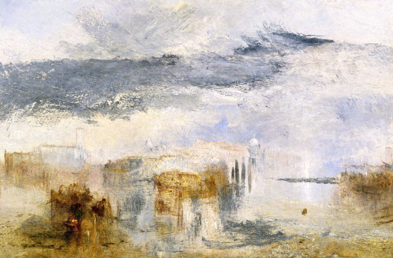 Venice, Sunset, a Fisher by Turner: pale Venetian palaces and domes dissolving into light over the lagoon, boats below
