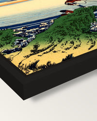 Kajikazawa in Kai Province framed canvas, corner close-up: a black floating frame with a shadow gap round the canvas