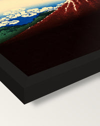 Thunderstorm Beneath the Summit framed print, corner close-up: black moulding, mitred, the print set just below its edge