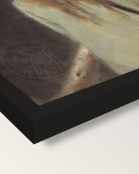 Forester by Ivan Kramskoi framed print, corner close-up: black moulding, mitred, the print set just below its edge