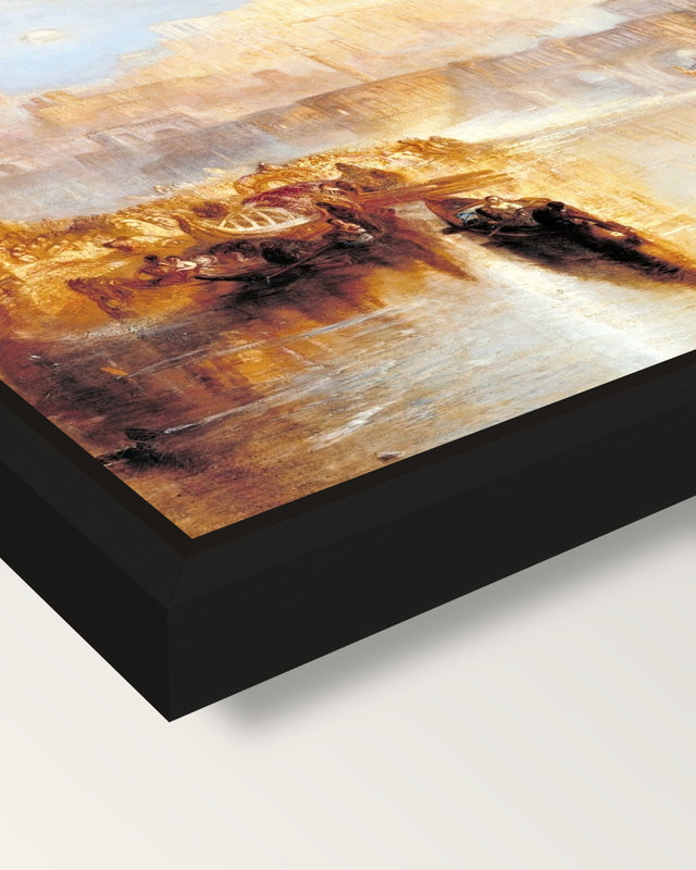 Ancient Rome: Agrippina by Turner framed canvas, corner close-up: a black floating frame with a shadow gap round the canvas