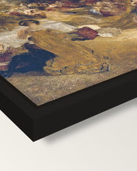 Boccaccio by J. M. W. Turner framed canvas, corner close-up: a black floating frame with a shadow gap round the canvas