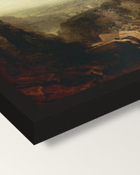 Crossing the Brook by Turner framed print, corner close-up: black moulding, mitred, the print set just below its edge