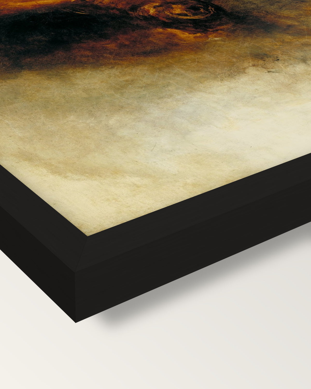 Death on a Pale Horse by Turner framed print, corner close-up: black moulding, mitred, the print set just below its edge