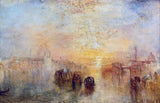 Going to the Ball by J. M. W. Turner: boats crossing a Venetian lagoon at sunset toward golden domes and towers