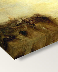 Hurrah for the Erebus! by J. M. W. Turner on stretched canvas, corner close-up: the painting mirror-wrapped round the sides