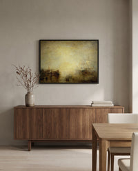 Hurrah for the Erebus! by J. M. W. Turner in a black frame above a walnut sideboard in a dining room