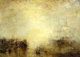 Hurrah for the Whaler Erebus by Turner: a sailing ship looming in a golden haze, small boats and crews in the foreground