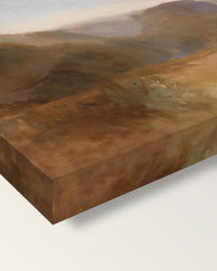 Civita di Bagnoregio by J. M. W. Turner on stretched canvas, corner close-up: the painting mirror-wrapped round the sides