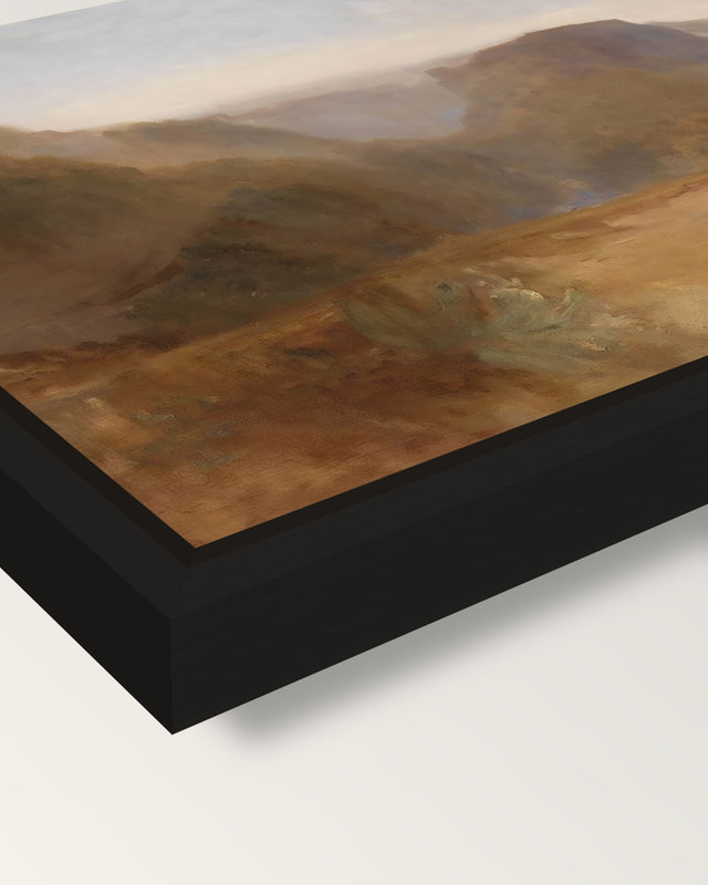 Civita di Bagnoregio by Turner framed canvas, corner close-up: a black floating frame with a shadow gap round the canvas