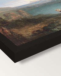 Lake Avernus by J. M. W. Turner framed print, corner close-up: black moulding, mitred, the print set just below its edge