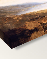 Lake of Geneva by J. M. W. Turner on stretched canvas, corner close-up: the painting mirror-wrapped round the sides