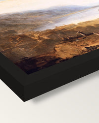 Lake of Geneva by J. M. W. Turner framed print, corner close-up: black moulding, mitred, the print set just below its edge