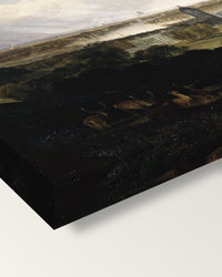 London from Greenwich Park by Turner on stretched canvas, corner close-up: the painting mirror-wrapped round the sides