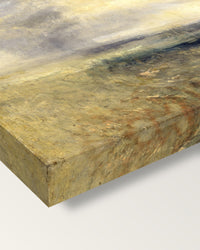 Margate, from the Sea by J. M. W. Turner on stretched canvas, corner close-up: the painting mirror-wrapped round the sides